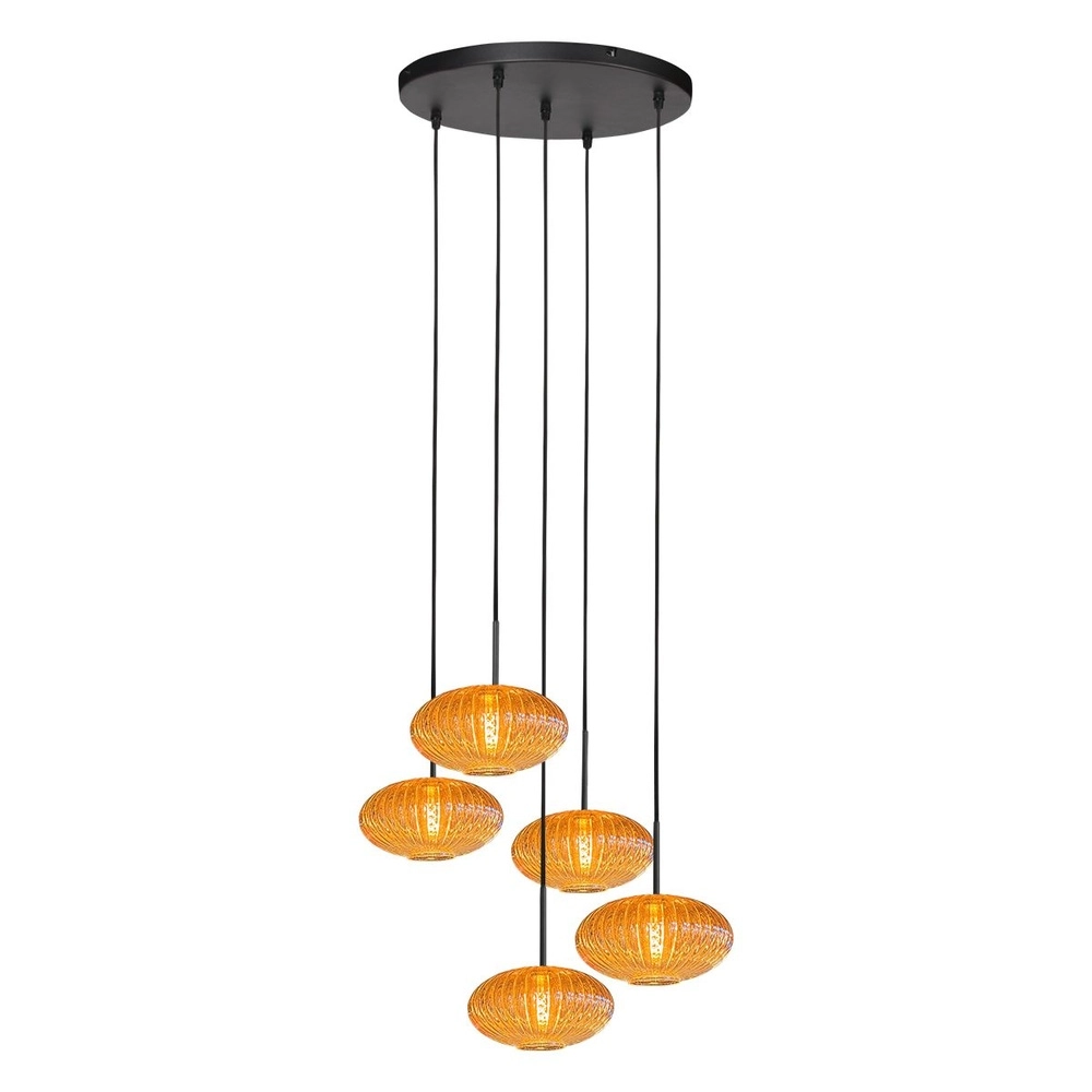 Hanglamp HaloSwap 5-lichts amber glas Steinhauer 8712746181180