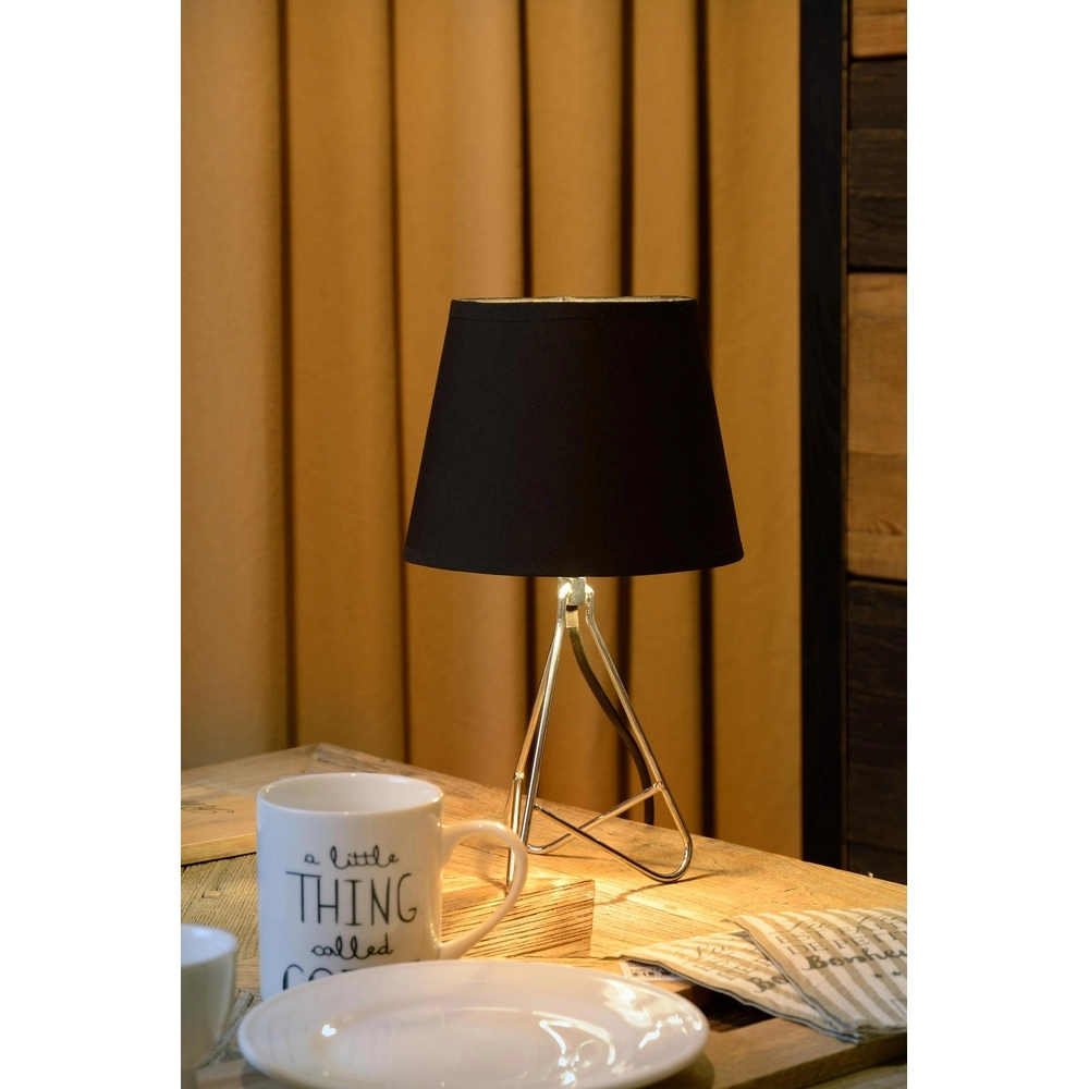 Schemerlamp Gitta chroom met zwarte kap Lucide 5411212470072