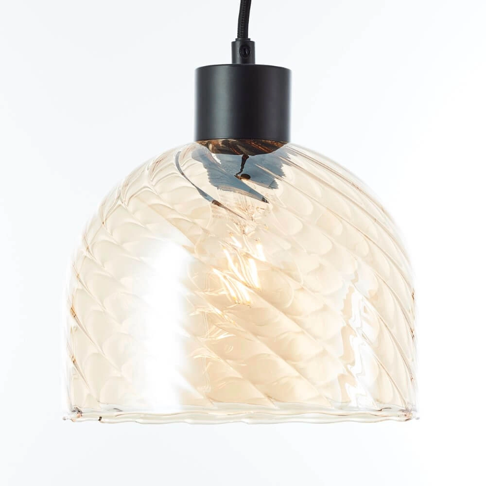3-lichts hanglamp Casto zwart met amber glas Brilliant 4004353446870
