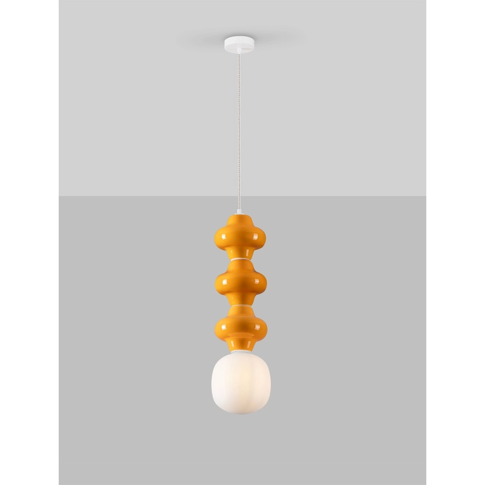 Hanglamp Clio L oranje keramiek met wit glas Lyora 5212017461322