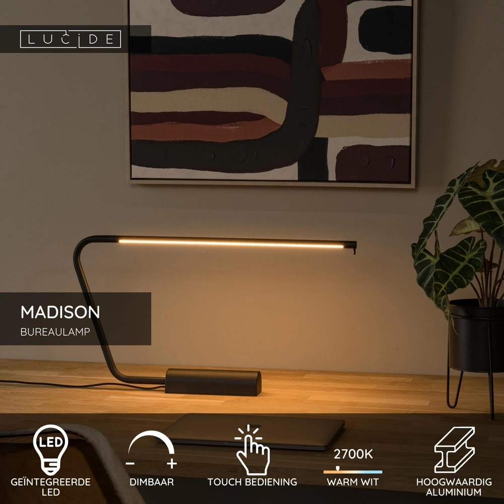 Design bureaulamp Madison zwart Lucide 5411212441850
