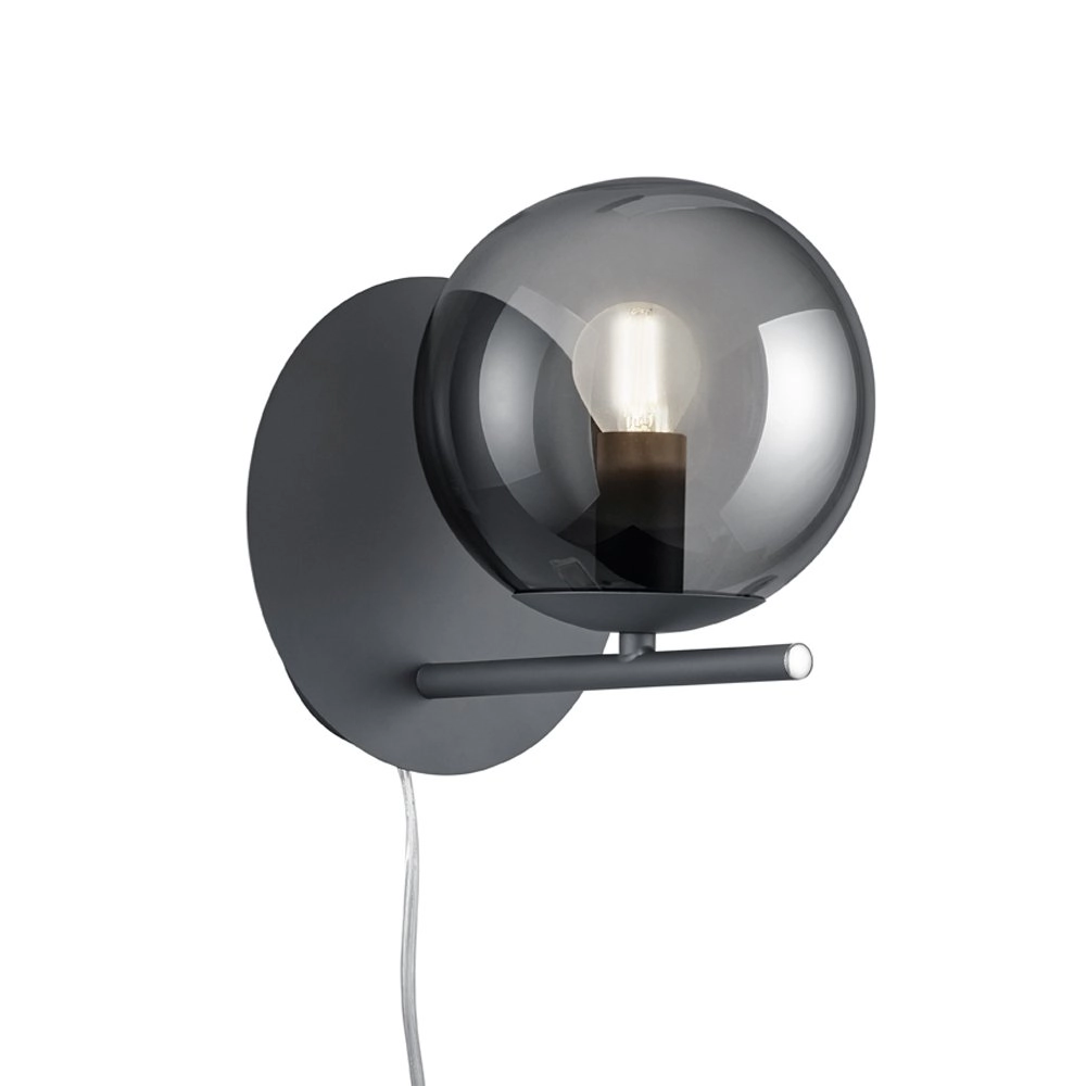 Muurlamp Pure antraciet met smoke glas Trio 4017807432893