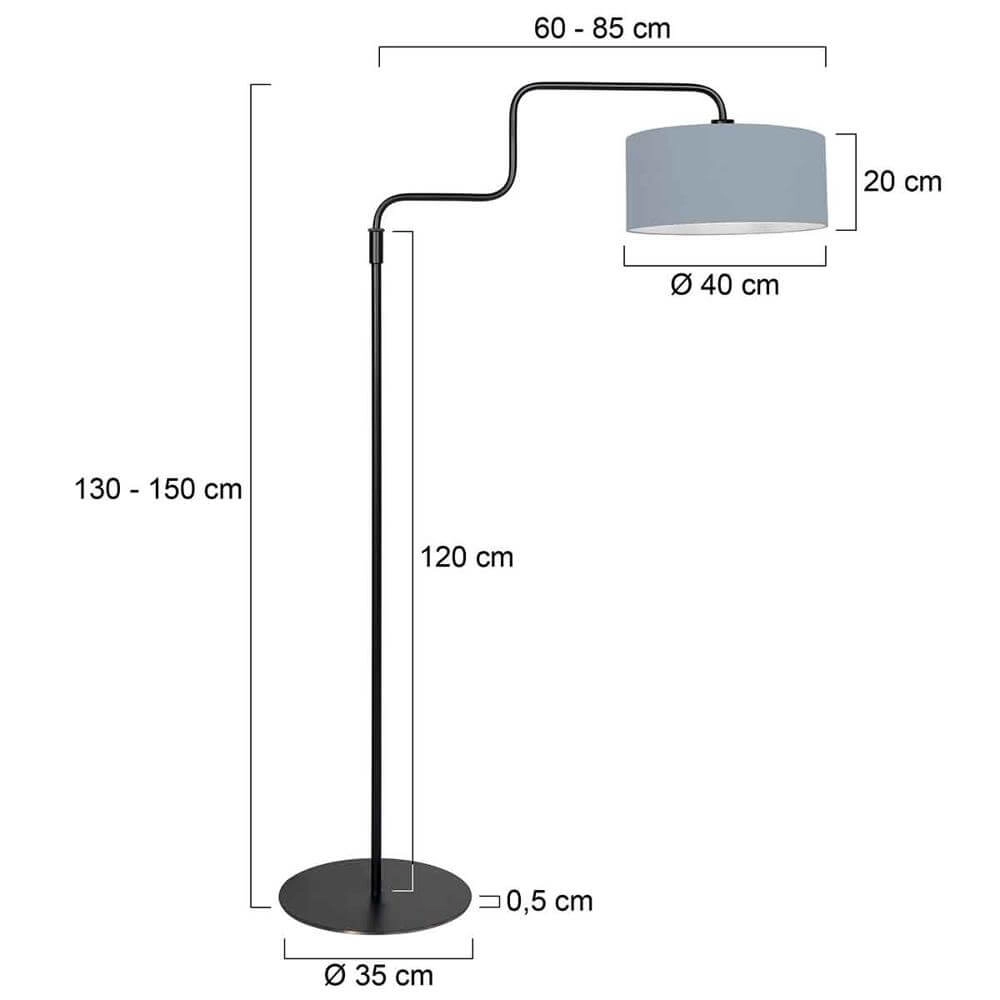 Vloerlamp Bloeba zwart met lichtblauwe kap Steinhauer 8712746176988