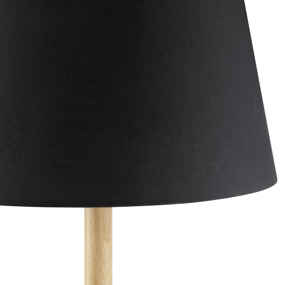 Vloerlamp Timber hout met zwarte kap Brilliant 4004353464904