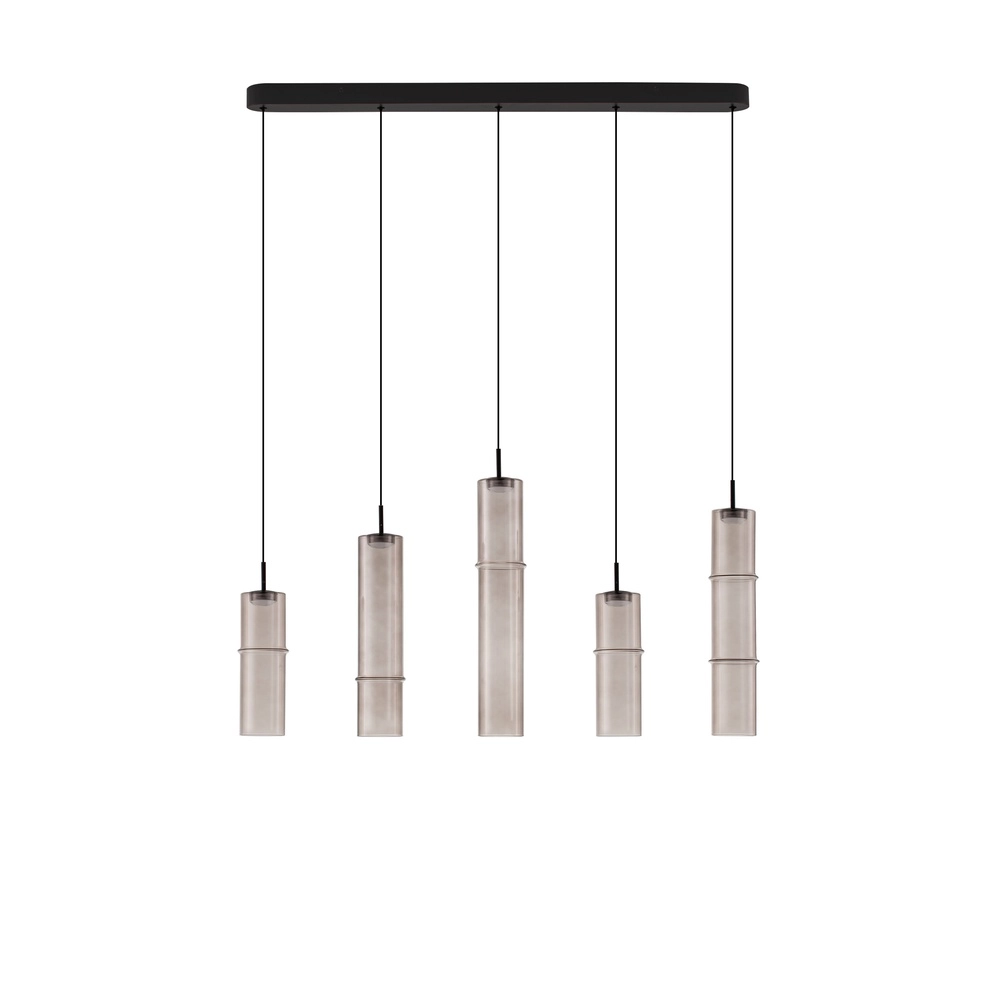 Unieke hanglamp Sano recht 5-lichts smoke glas Lyora 5212017474070