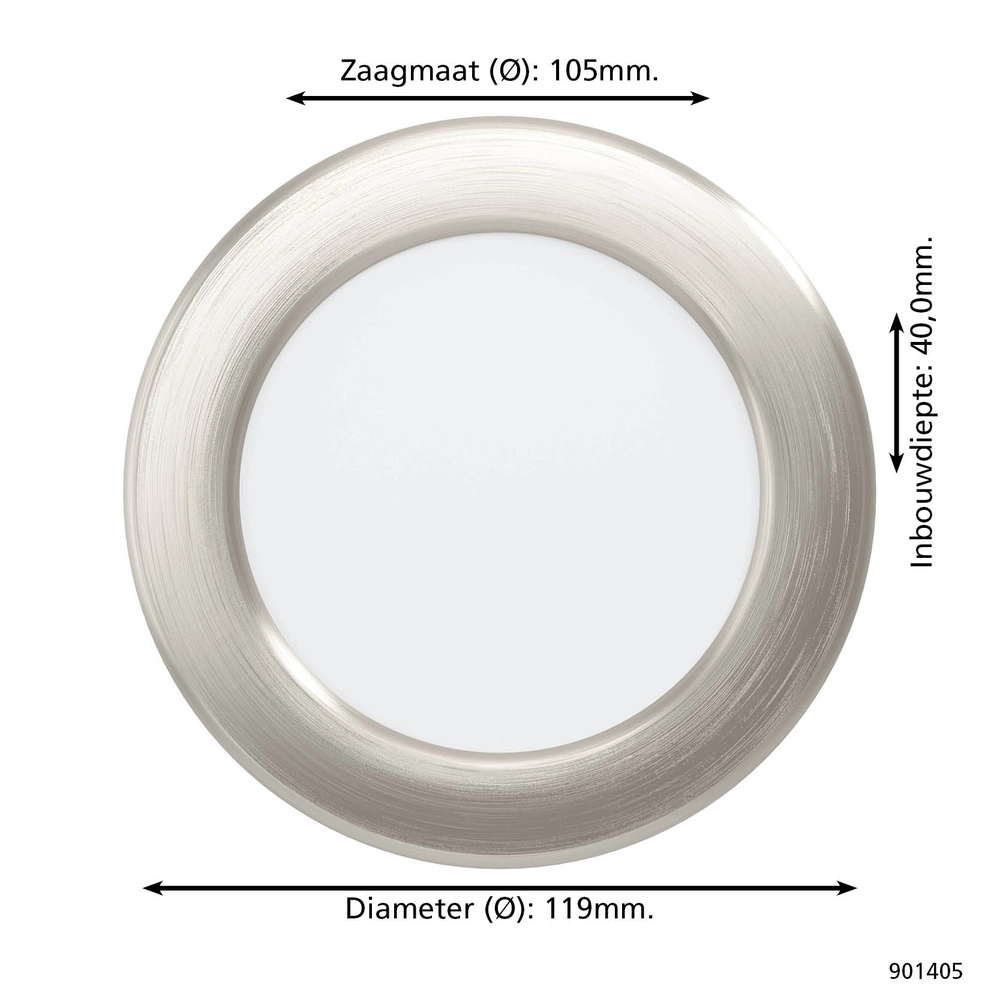 Inbouw lamp Fueva 6 rond - rvs - Ø 11,9cm Eglo 9008606330843