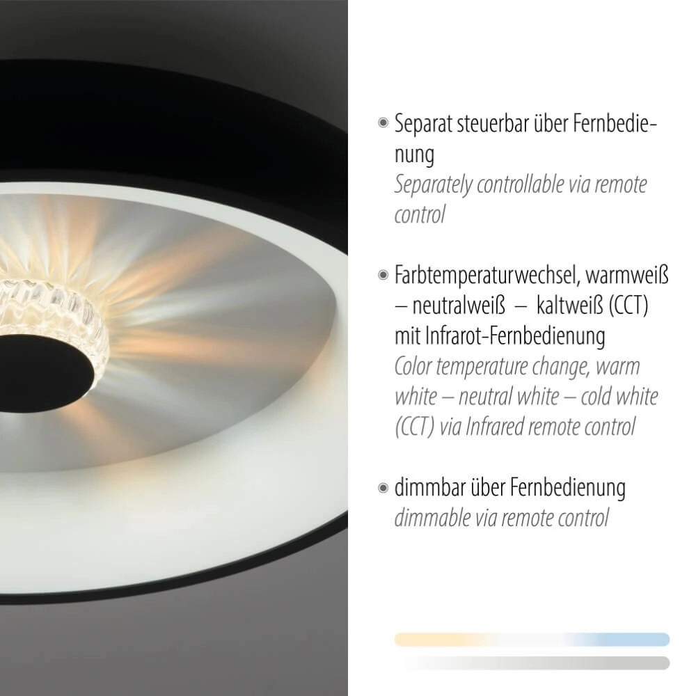Ronde plafondlamp Vertigo zwart Ø 46,5cm Just Light 4043689994723