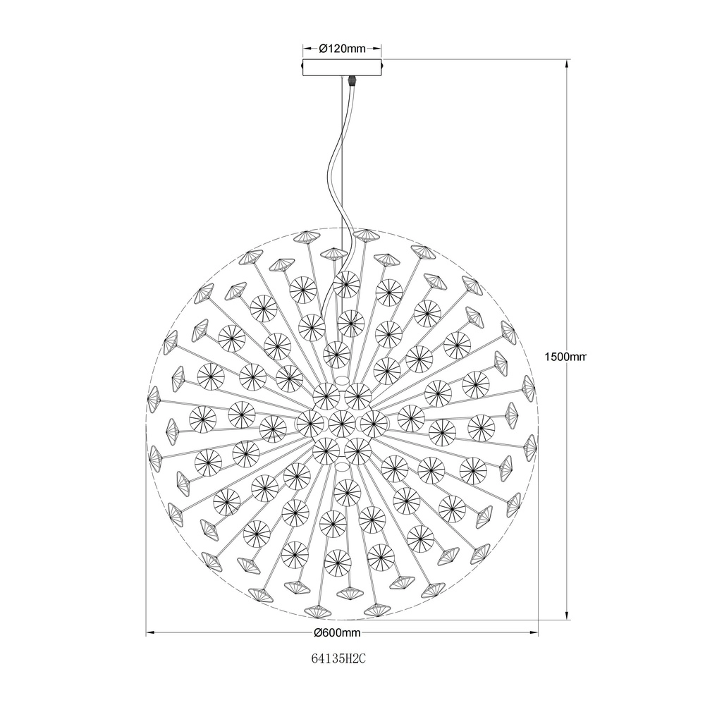 Hanglamp Katrina chroom Ø 60cm Globo 9007371475346