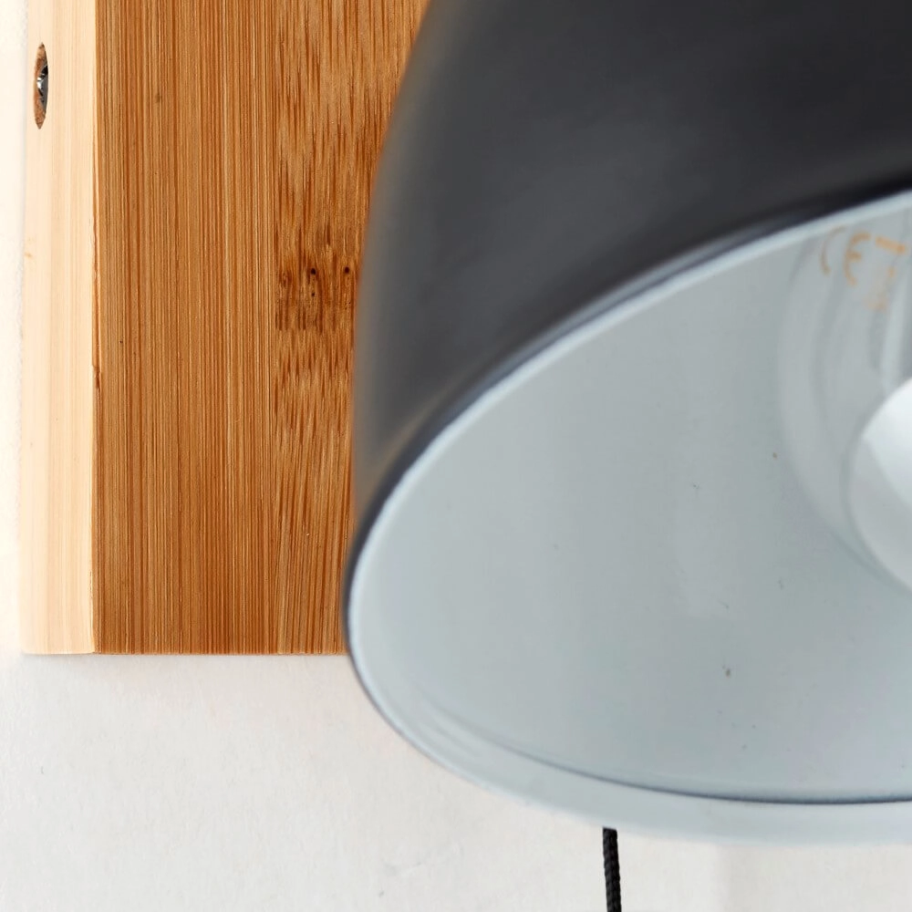 Wandlamp Celia zwart met bamboe Brilliant 4004353411403