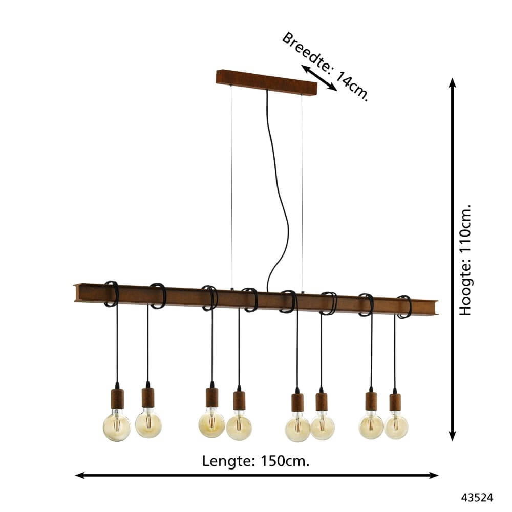 Eetkamer hanglamp Townshend 4 roestbruin Eglo 9002759435240