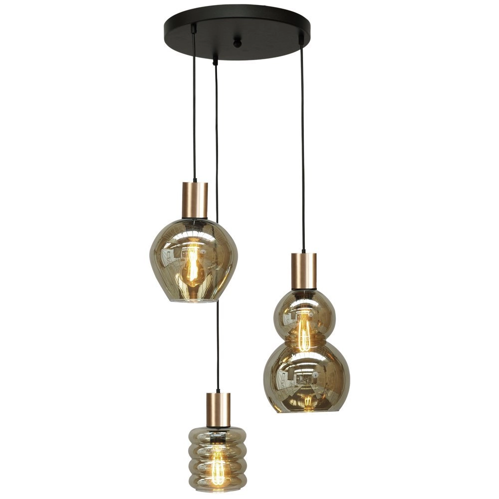 Zwarte hanglamp met goud Bounty 4-lichts curiosa