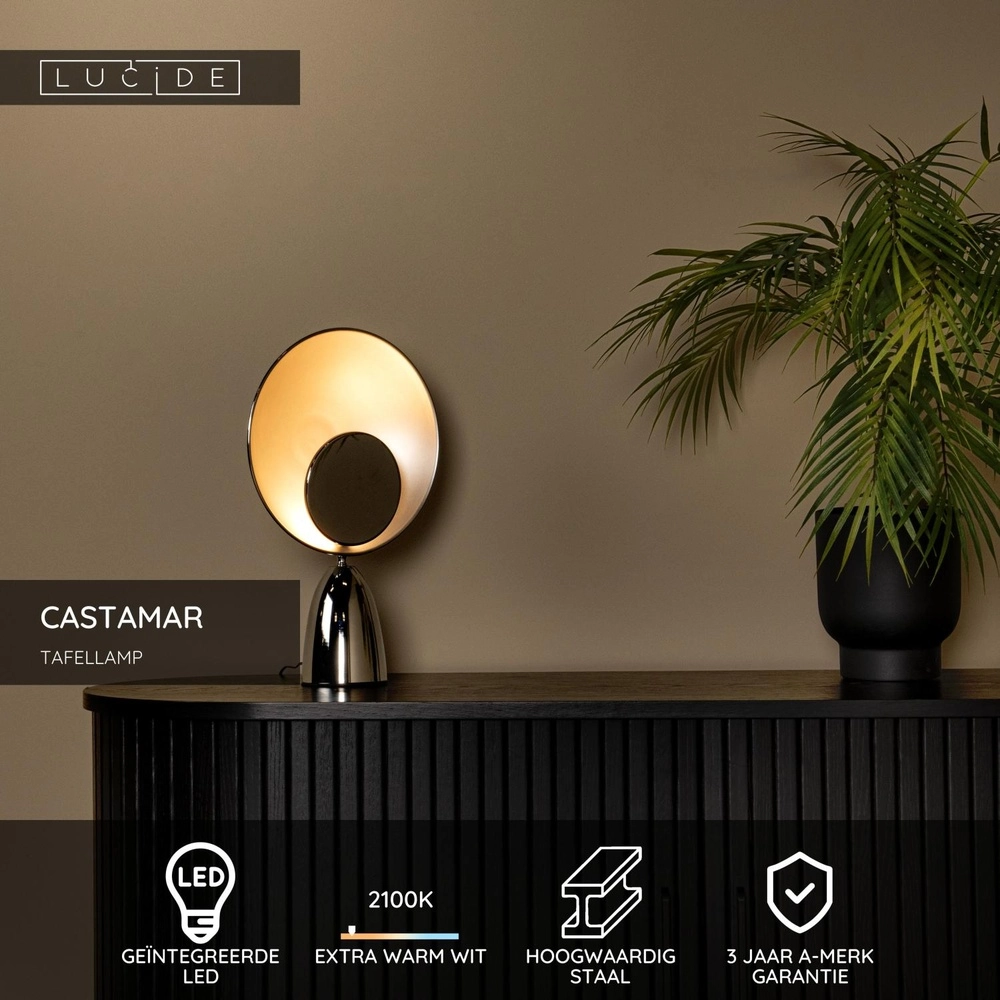 Design tafellamp Castamar Ø 25,5cm chroom Lucide 5411212345837