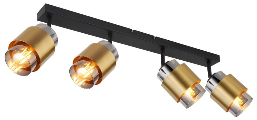 Plafondlamp Milley zwart met goud 4-lichts