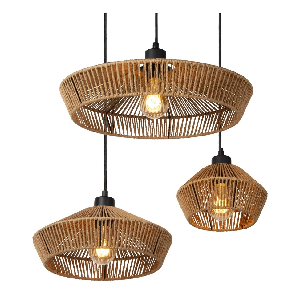 Hanglamp Yunkai Ø 60cm zwart met rotan Lucide 5411212105714