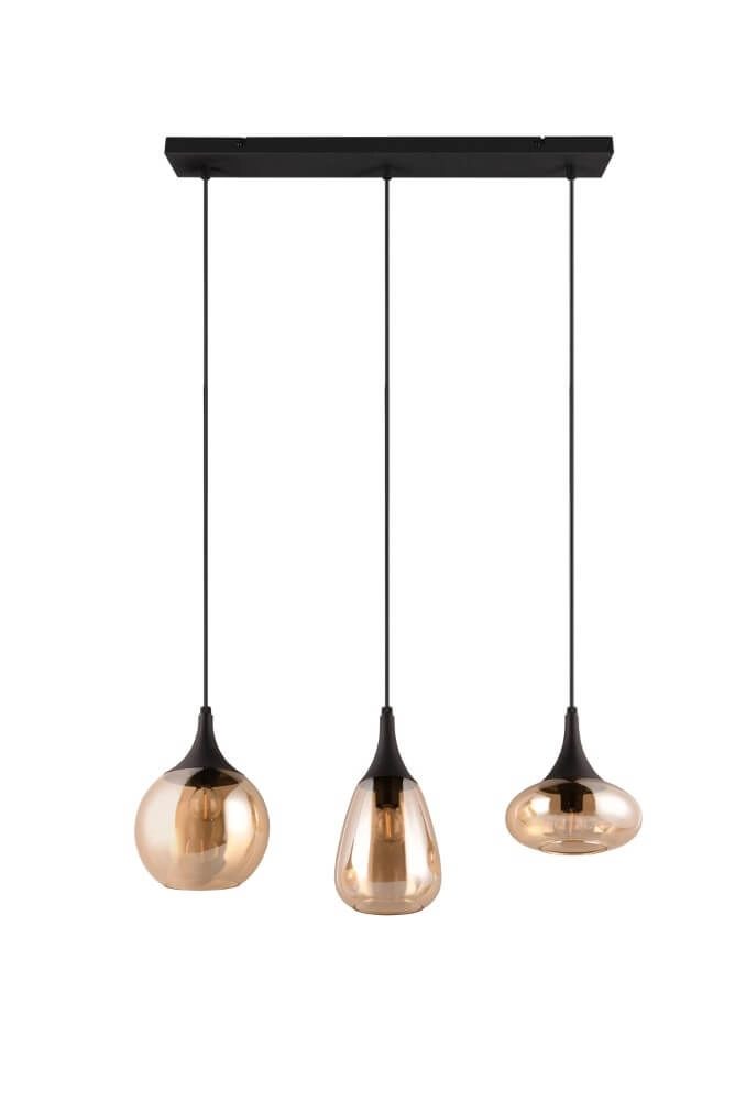3-lichts hanglamp Lumina met amber glas Trio 4017807597080