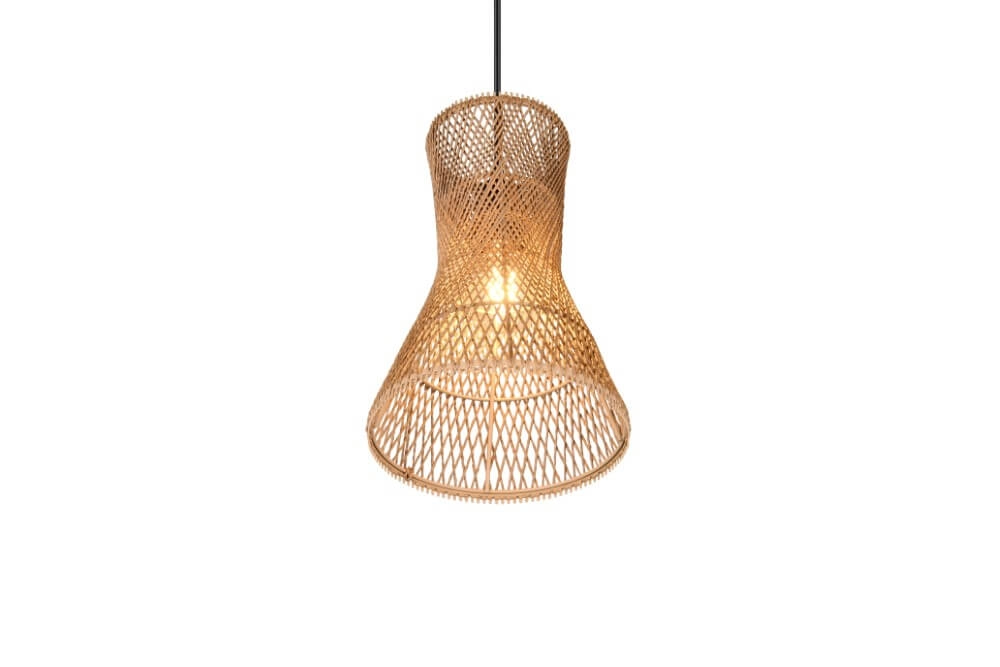 Design hanglamp Bijou zwart met rotan Ø20cm Trio 4017807637304