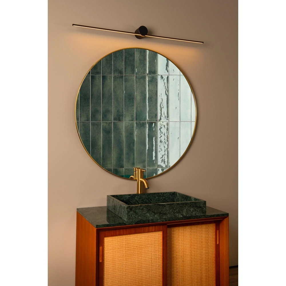 Strakke badkamer wandlamp Mizar IP44 90cm zwart Lucide 5411212126931