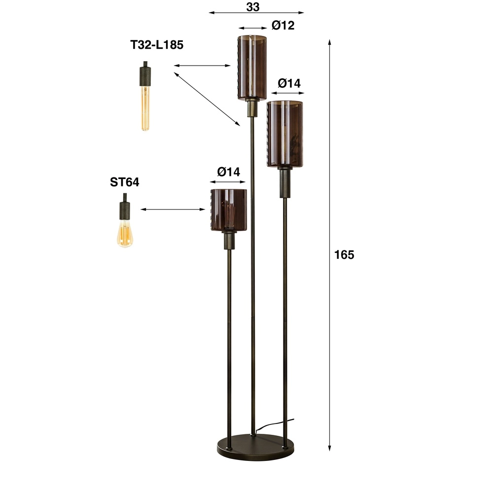 Vloerlamp Sepiora Sienna bruin - donker glas Lyora 8716803513440