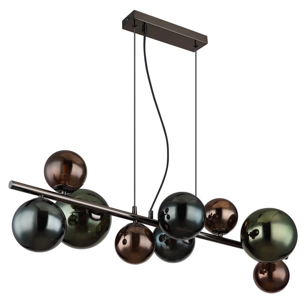 Zwarte hanglamp Riha gekleurd glas 9-lichts Globo 9007371456116