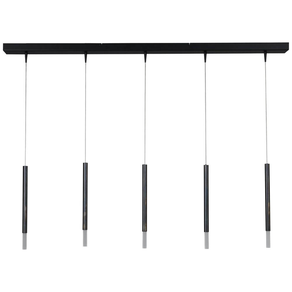 Zwarte eettafel hanglamp Flute 5-lichts design cilinders