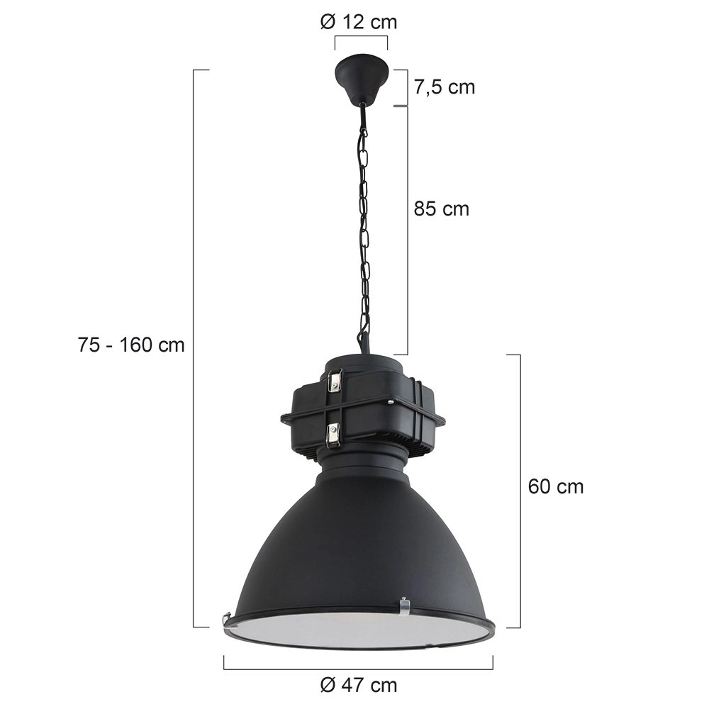 Landelijke hanglamp Fender 47cm zwart Steinhauer 8712746108477