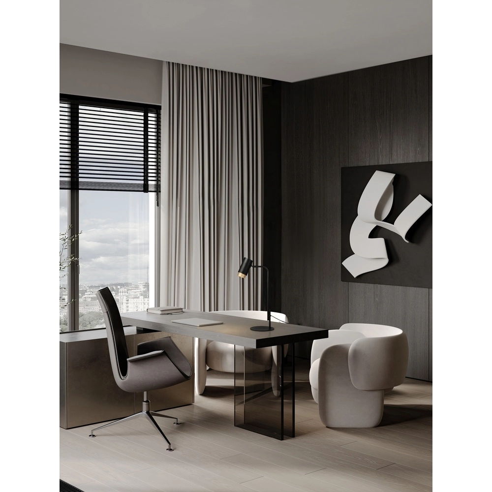 Bureaulamp Nessi zwart met goud Lyora 5212017475206