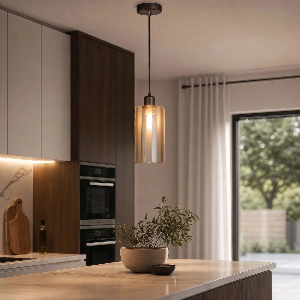 Design hanglamp Kent brons enkel Ø 11cm Searchlight 5,05342E+12