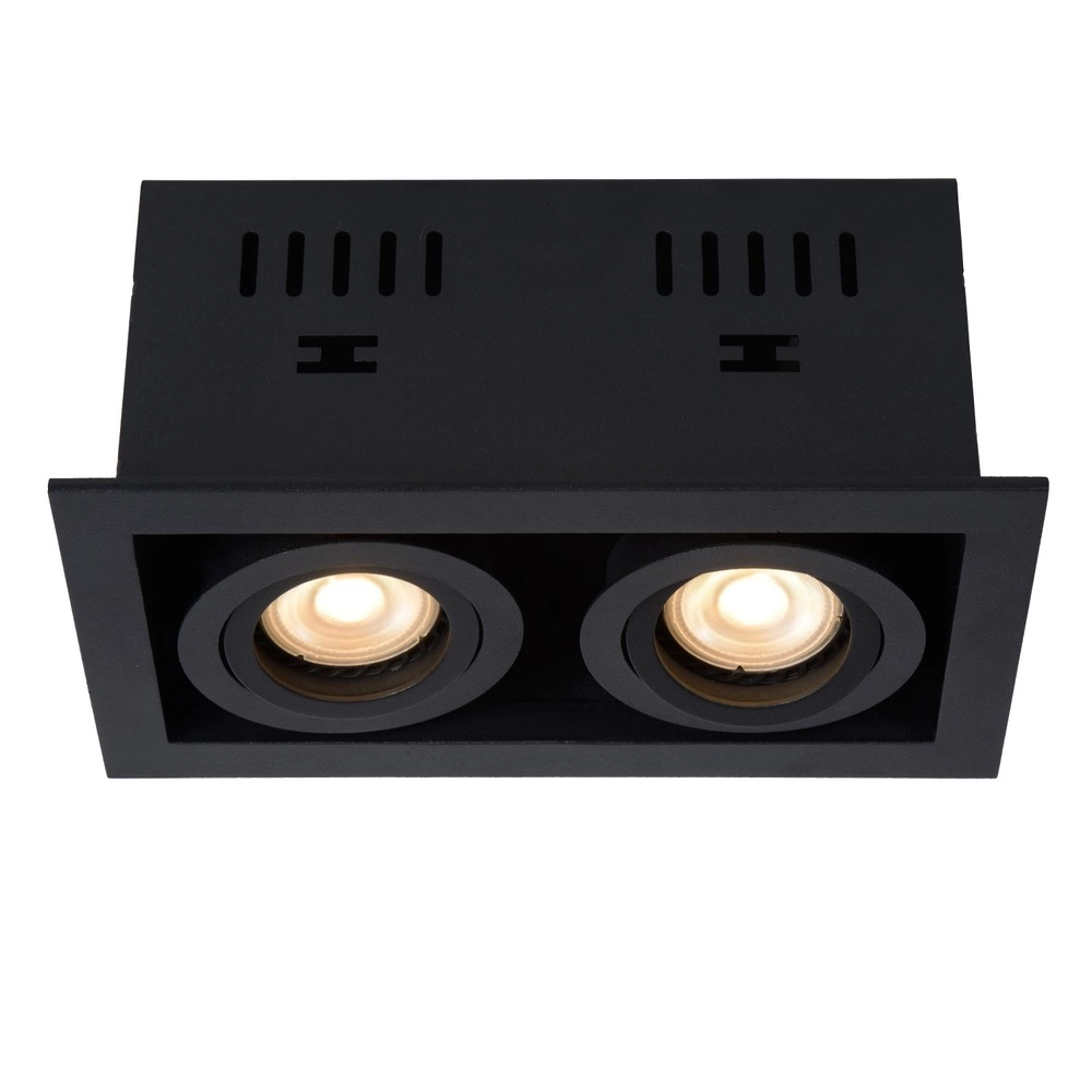 Rechthoekige inbouwspot Chimney dubbel zwart Lucide 5411212092267