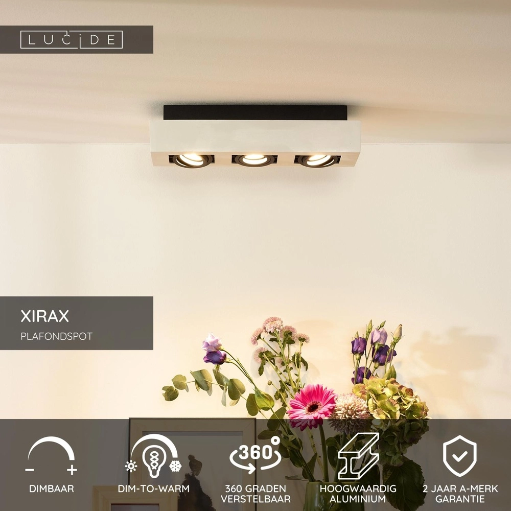Plafondspot Xirax 3 x 5W wit Lucide 5411212092335