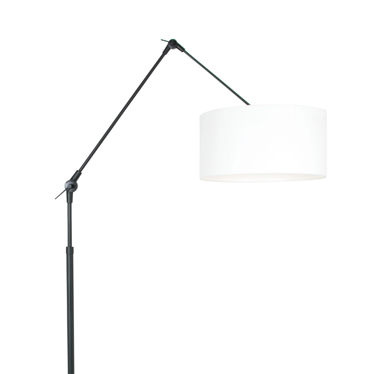 Vloer Leeslamp Prestige Chic zwart met 40cm wit linnen lampenkap Steinhauer 8712746145847