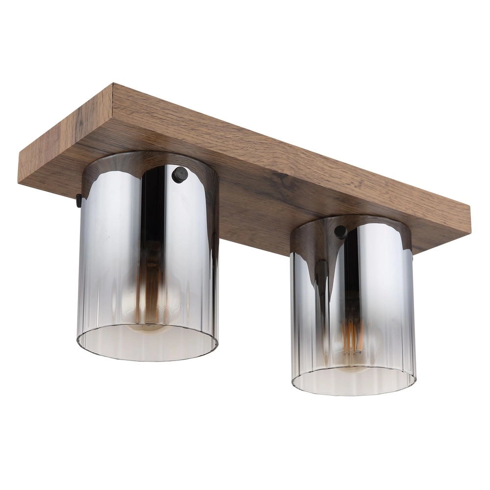 Plafondlamp Underwood hout 2-lichts Globo 9007371481033