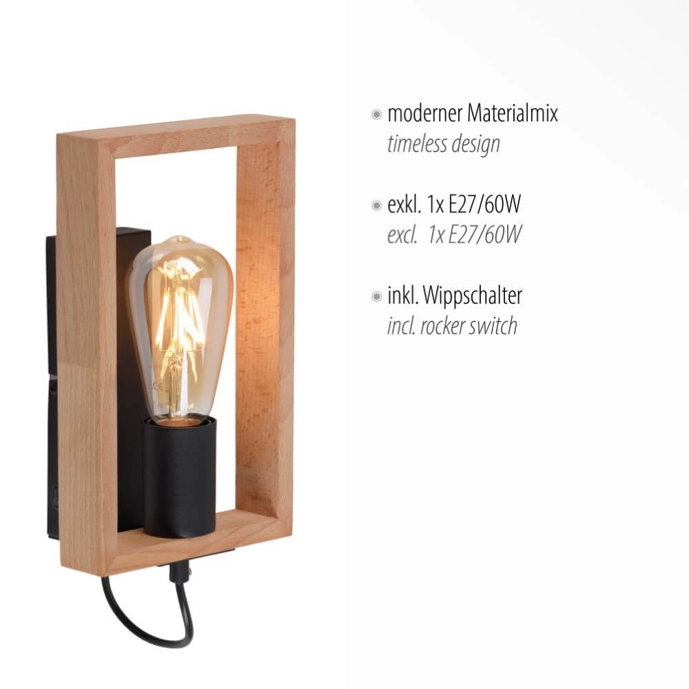 Landelijke wandlamp Franky 1-lichts Just Light 4043689966454