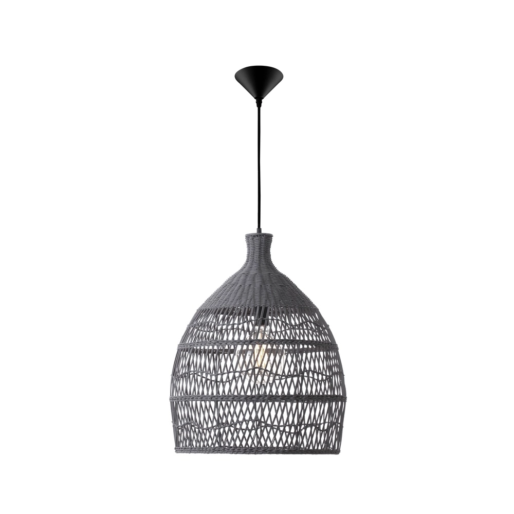 Grijze hanglamp Destin rotan Ø 42cm Lyora 5212017416681