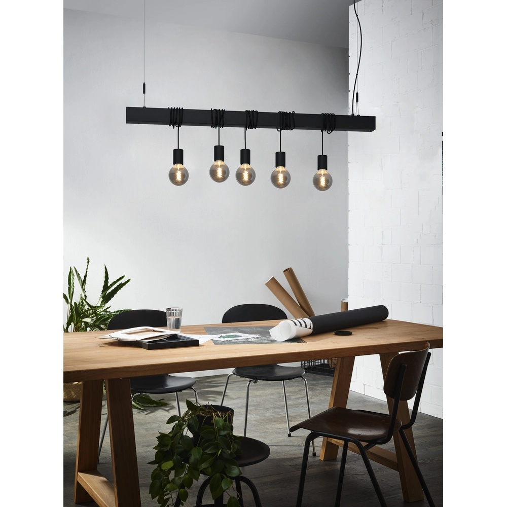 5-lichts hanglamp Townshend-B zwart - eettafel Eglo 9002759399375