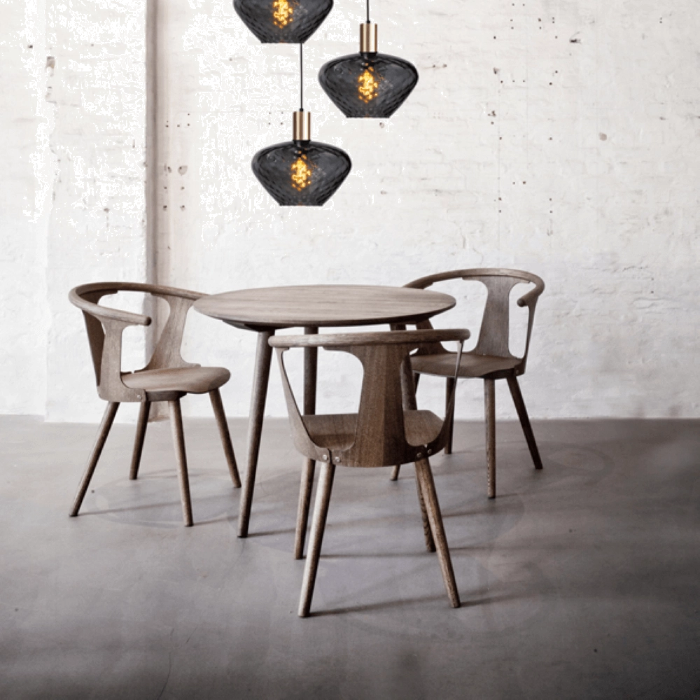 3-lichts vide hanglamp - goud - Porto met Blossom smoke glazen Masterlight 8718121270807