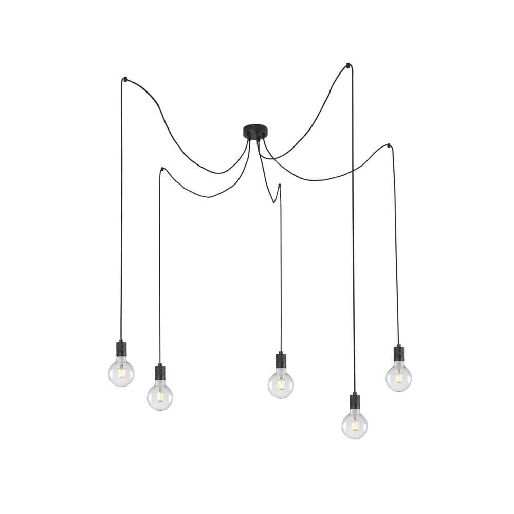 5-lichts hanglamp Spin zwart 5-lichts hanglamp Spin zwart