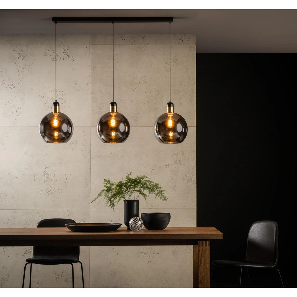 3-lichts hanglamp Julius smoke glas