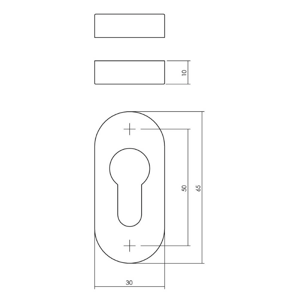 Set van 2 cilinderrozetten Tira ovaal RVS 10mm Intersteel 8714186635391