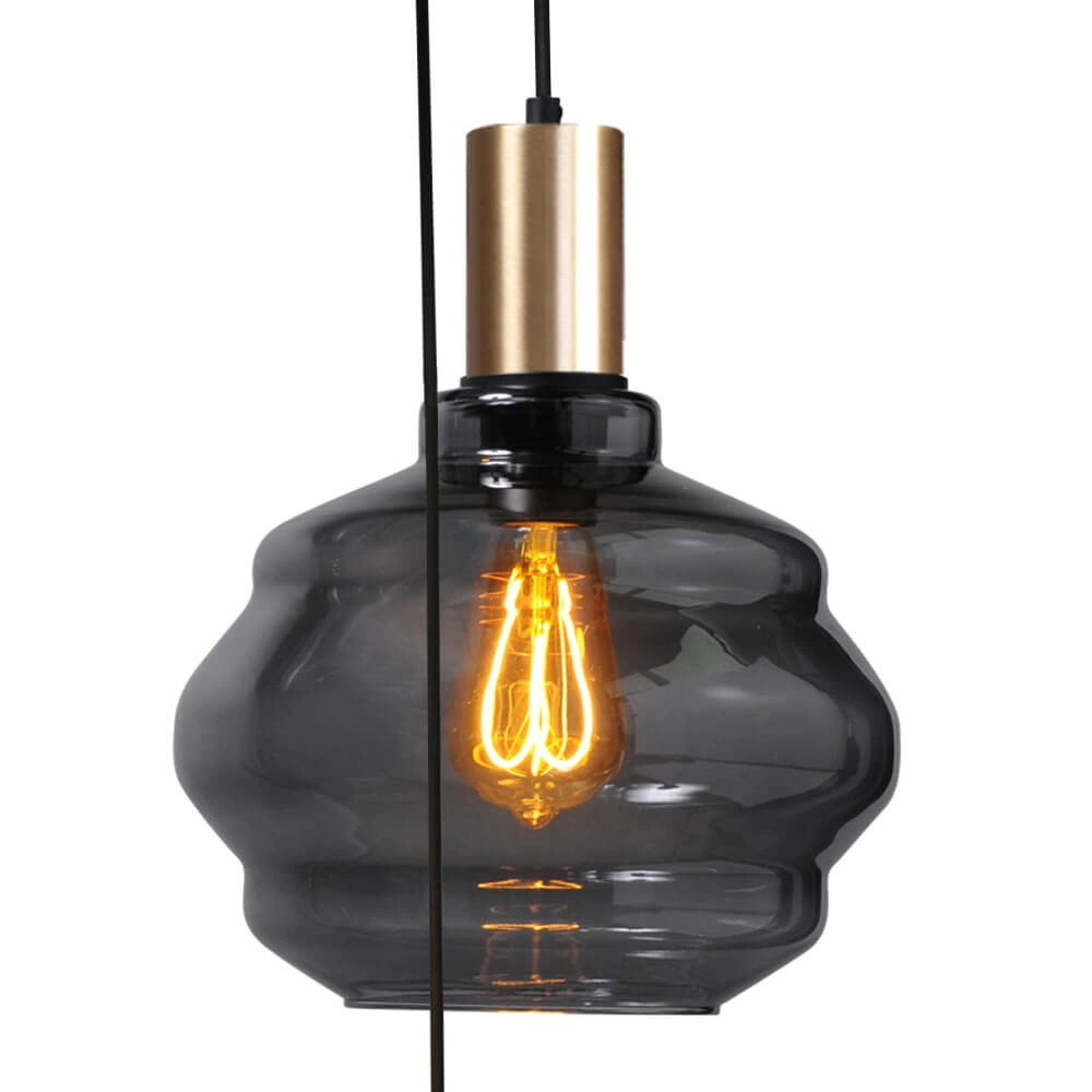 5-lichts vide hanglamp - goud - Porto met verschillende glazen Masterlight 8718121271255