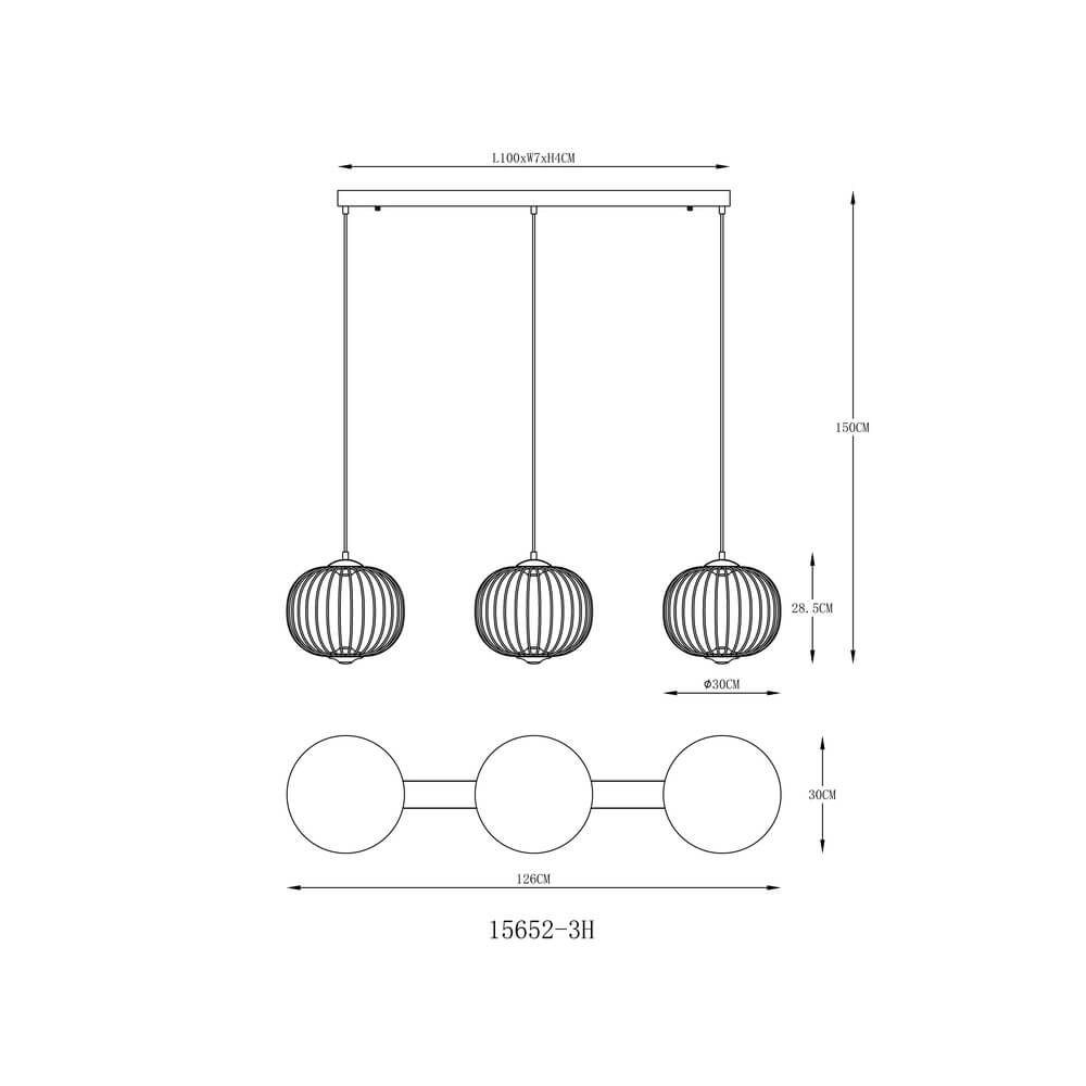 Zwarte hanglamp Galway 3-lichts kooi Globo 9007371462339