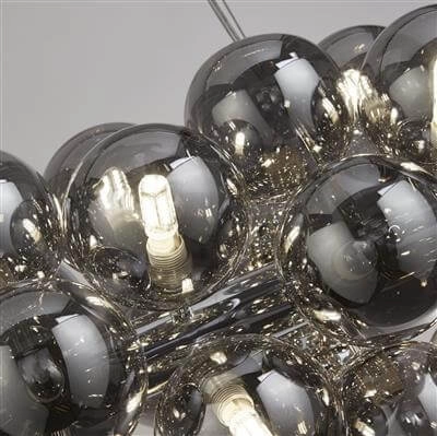 Hanglamp Glas Berry Globe 25-lichts zwart met smoke glas Searchlight 5053423188614