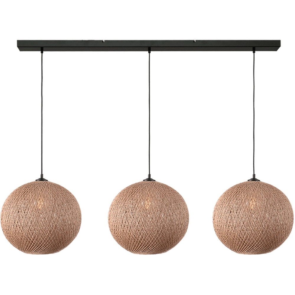 3-lichts hanglamp Corda 130cm rotan Ø 40cm