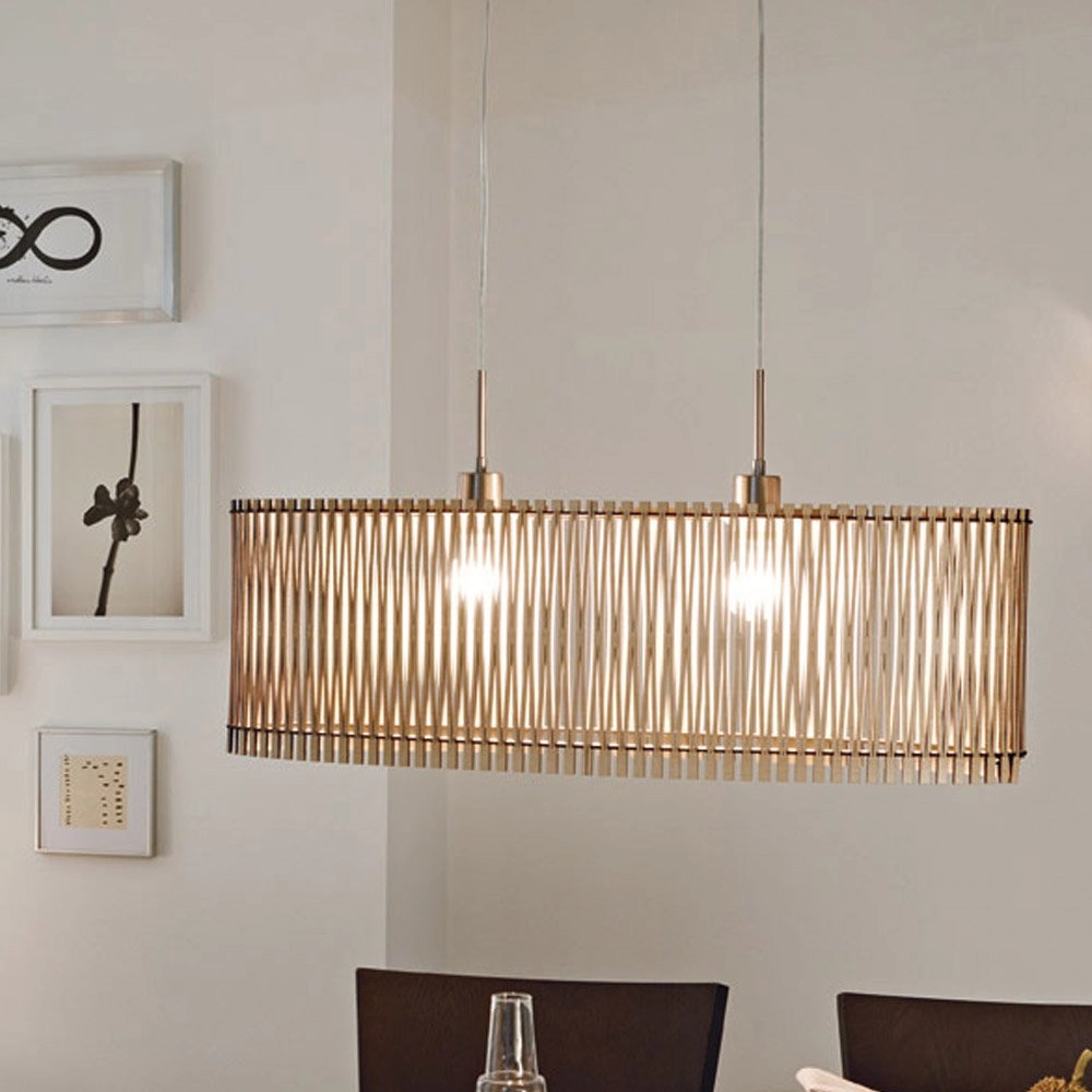 Hanglamp Sendero Oval nikkel mat met licht houtbruin Eglo 9002759961947
