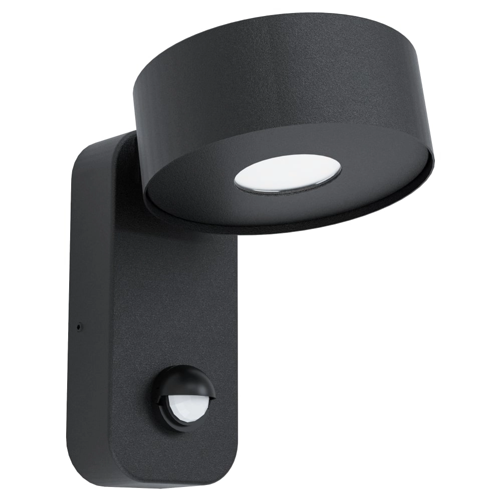 Led muurspot Palosco 6w - 3000K met bewegingssensor zwart Led muurspot Palosco 6w - 3000K met bewegingssensor zwart