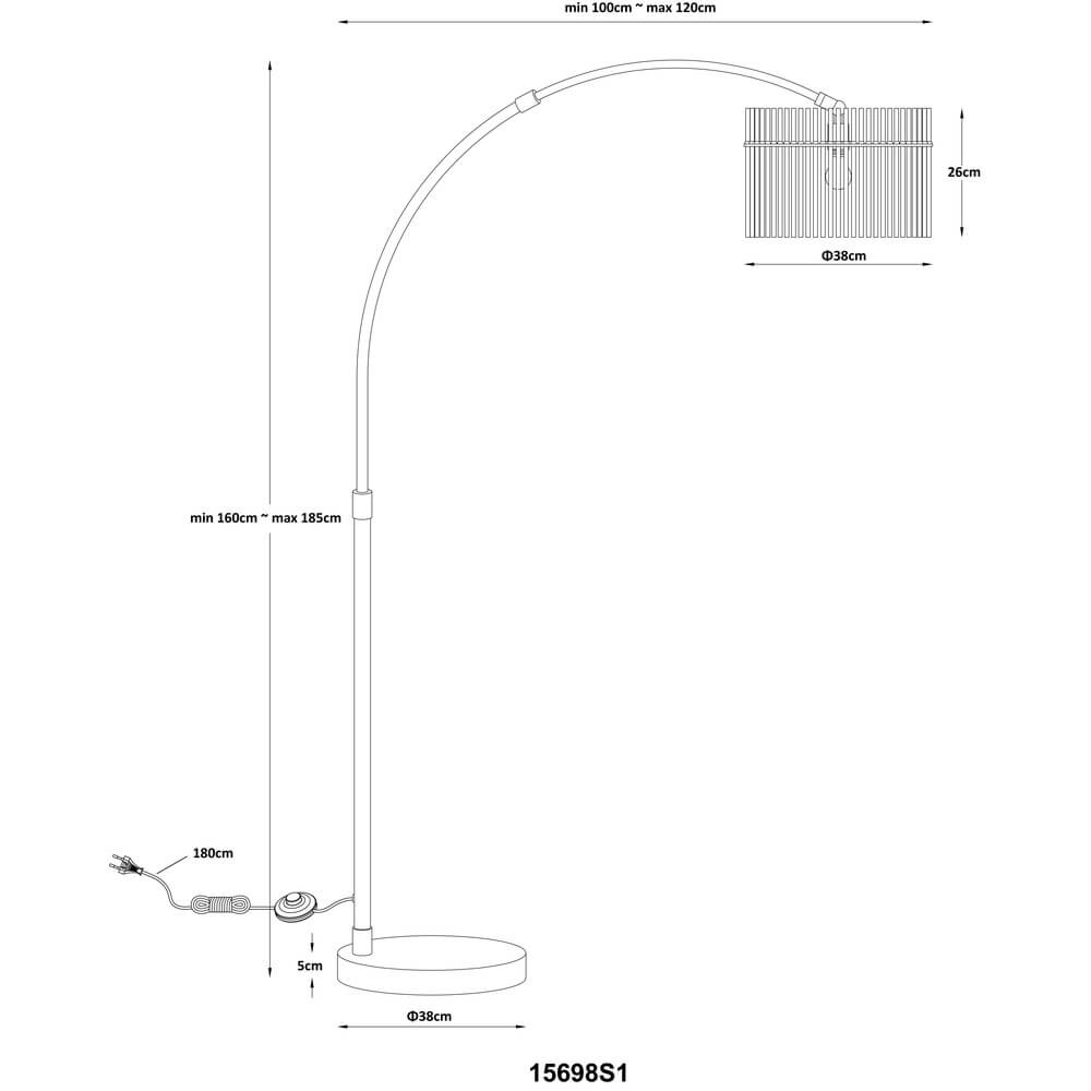 Zwarte vloerlamp Gorley met smoke glas Globo 9007371471942