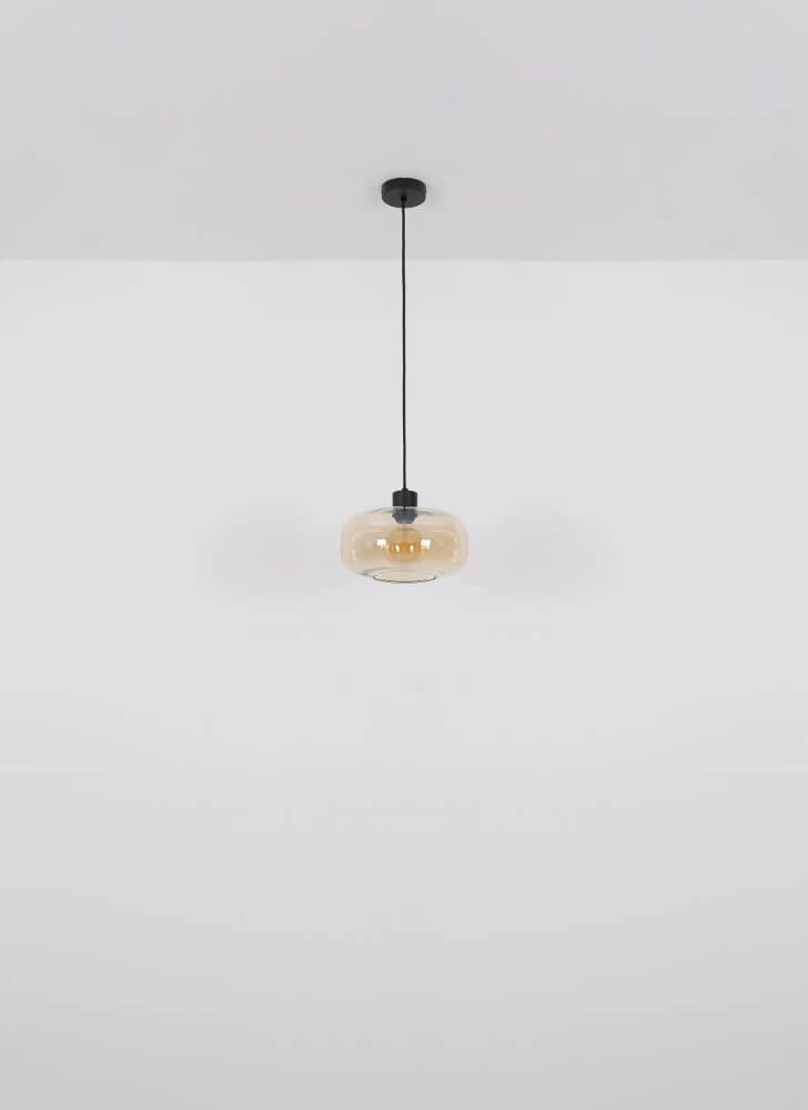 Zwarte hanglamp Giuseppe amber glas Globo 9007371444212