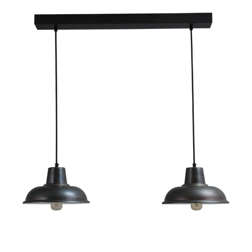 Industrie eettafellamp Industria 2x26 2-lichts gunmetal