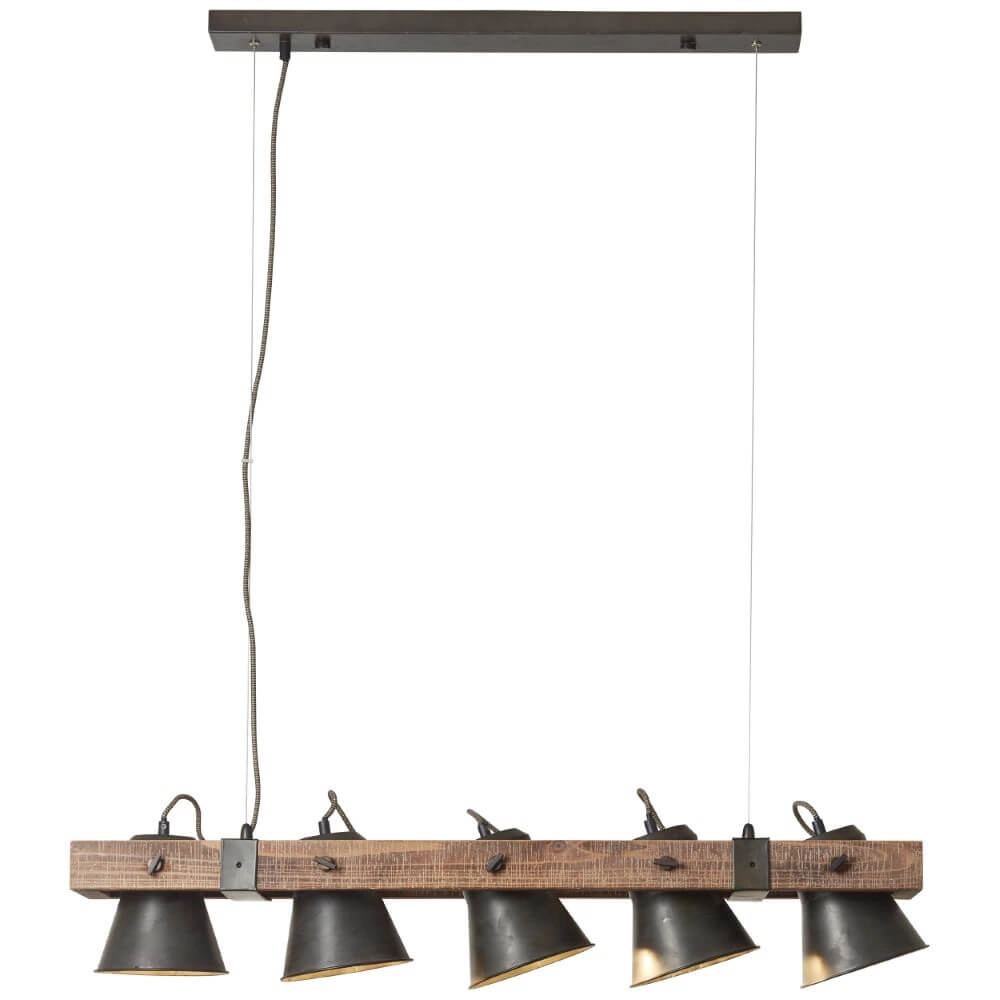 5-lichts hanglamp Decca zwart met bruin Brilliant 4004353361494