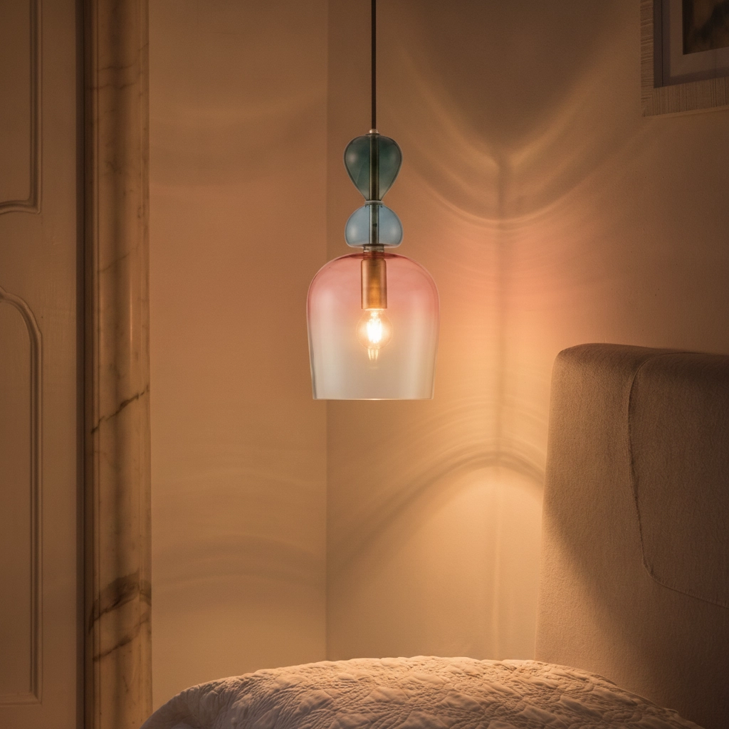Gekleurde hanglamp Murano roze