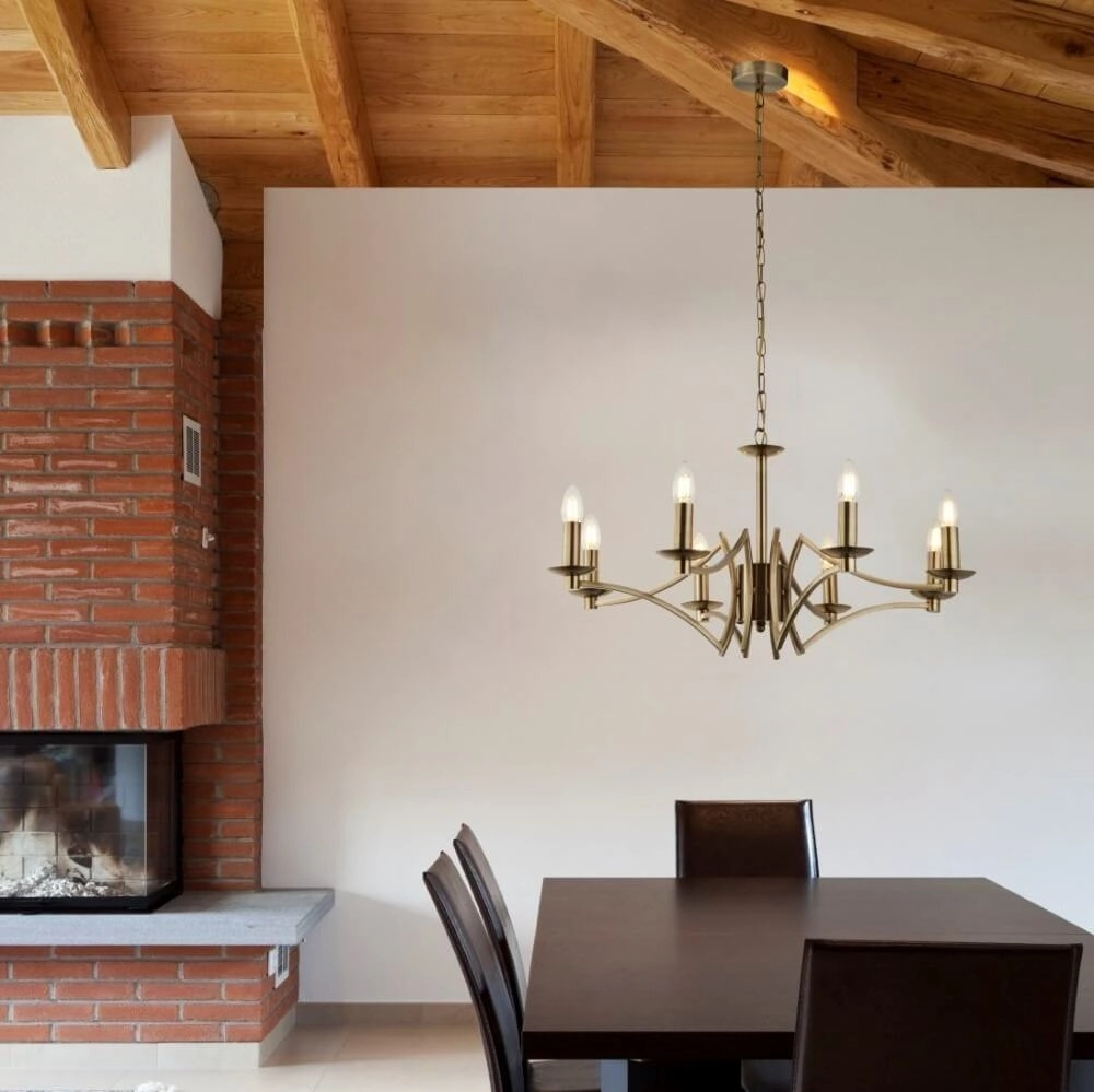 Oud messing hanglamp Ascot Ø 88cm Searchlight 5053423174181